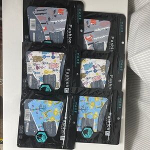 6ct Cute Patterned Kids Face Masks - Assorted Animal Prints (Blue, White, Gray)